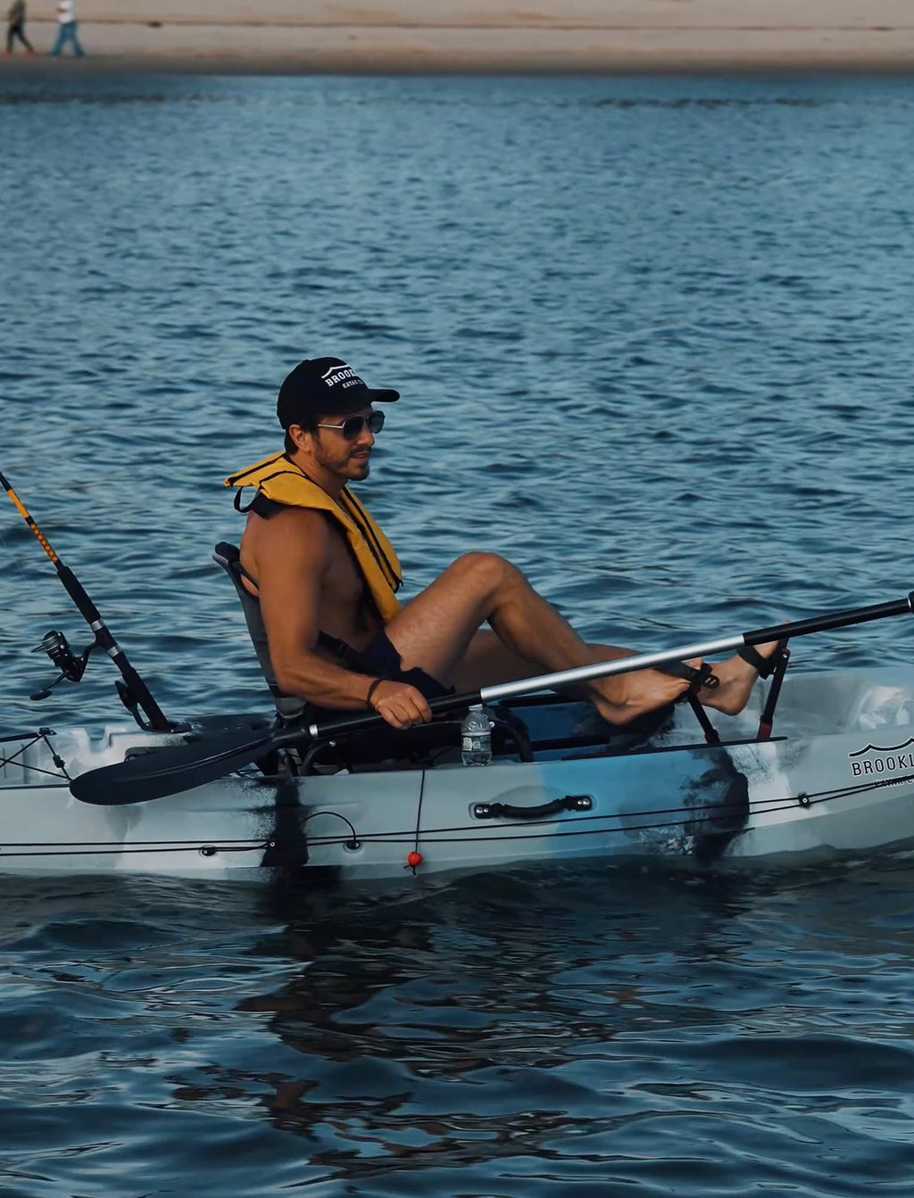 Brooklyn 10.0 Single Pedal Fishing Kayak by BKC, Lightweight Sit-On-Top Kayak with Flipper Drive, Rudder, Rod Holders & Cargo Storage