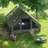 13' x 10' Inflatable Camping Tent for 8-10 Person, 4 Season Blow Up Tents with Waterproof pad, Easy Set-Up Glamping Inflatable Hot Tent with Stove Jack for Camping Adult
