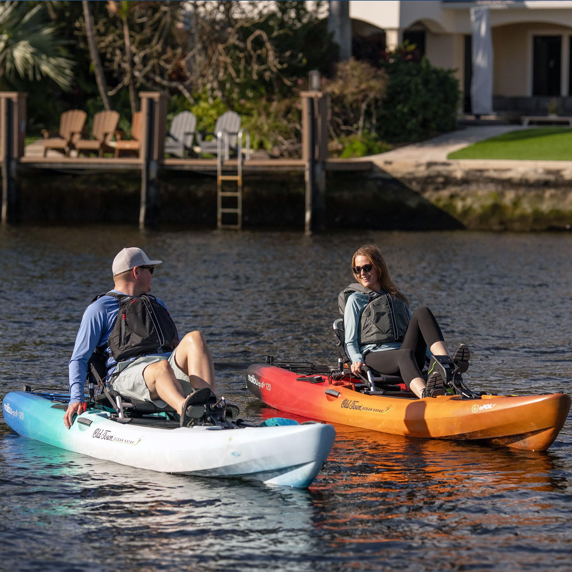 Old Town Ocean Kayak Malibu ePDL+ 120 Solo Sit-on-Top Recreational Pedal & Cruise Control Kayak, 12 ft, Horizon