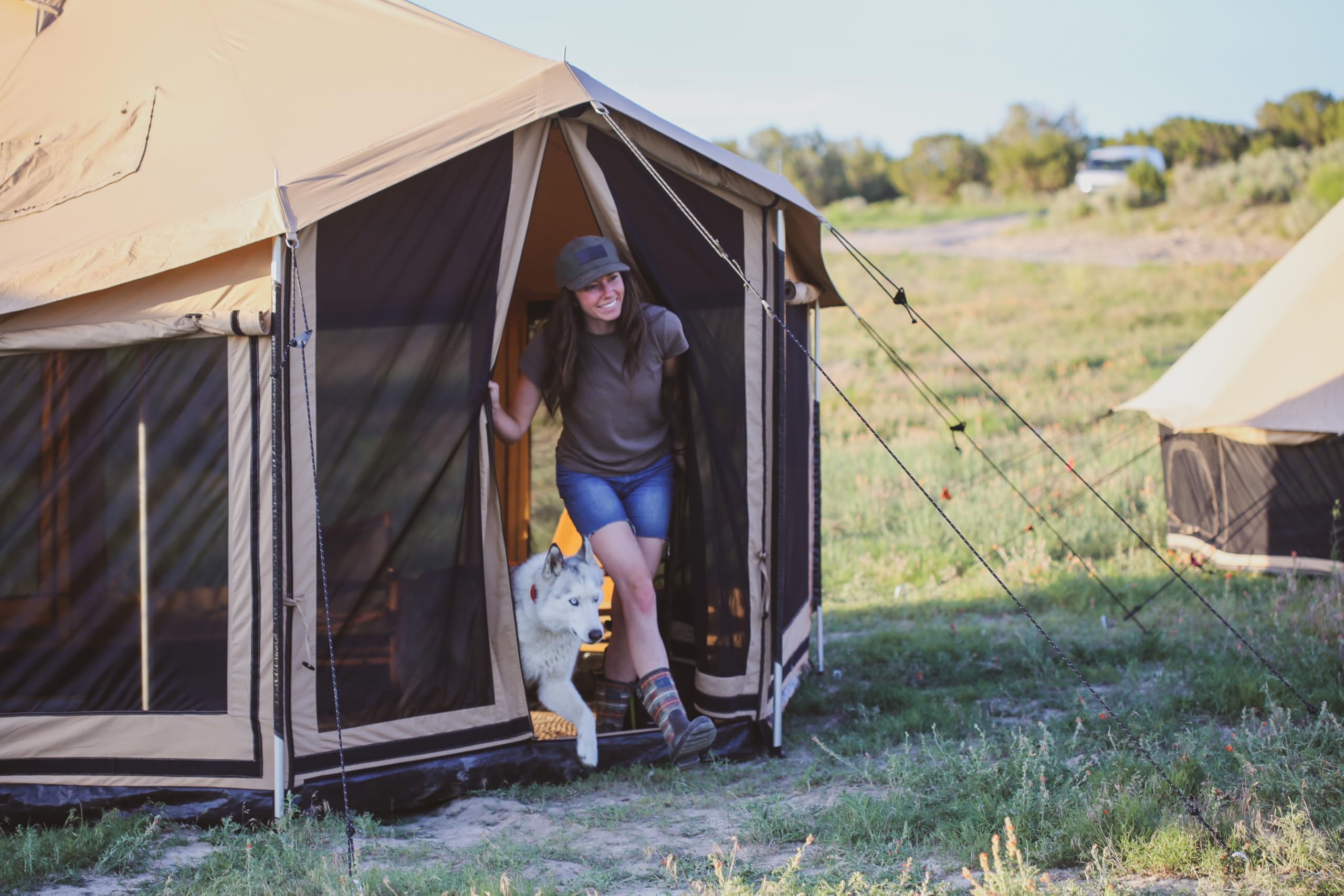 WHITEDUCK Altimus Canvas Tent with Stove Jack, Waterproof, 4 Season Luxury Camping and Glamping Tent Outdoor (Sandstone Beige, Water Repellent, 14')