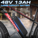 Funhang Electric Bike for Adults, 1000W Peak Ebike, 20MPH 60Miles Electric Mountain Bike, 26" Fat Tire Electric Bicycle with 48V 13AH Battery, Front Suspension,7 Speed, Rear Rack, UL 2849 Certified