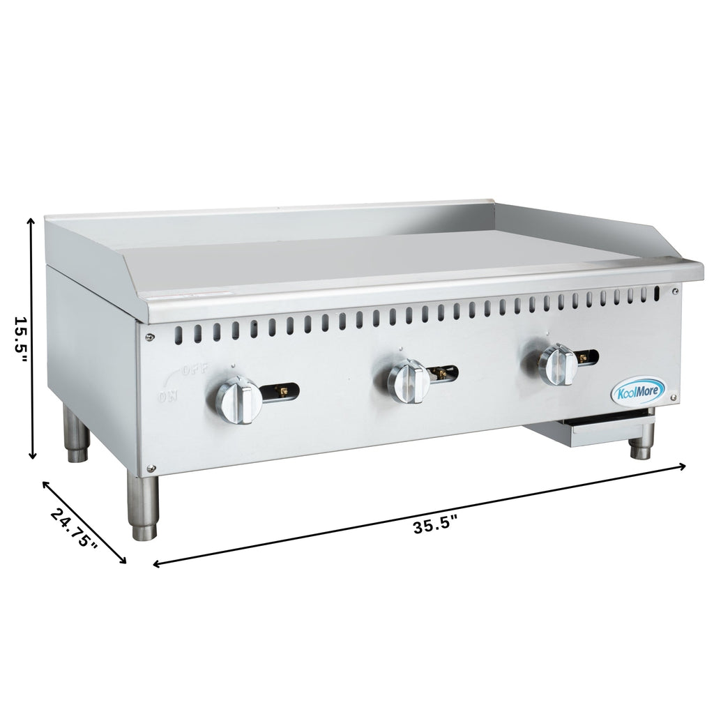 36 in. Natural Gas 3-Burner Griddle with 90,000 BTU in Stainless-Steel
