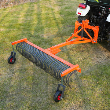 MechMaxx LR84W Landscape Rake 84" Bolt-On Wheels 42 Tines 3 Point Hitch Tractor Attachment New