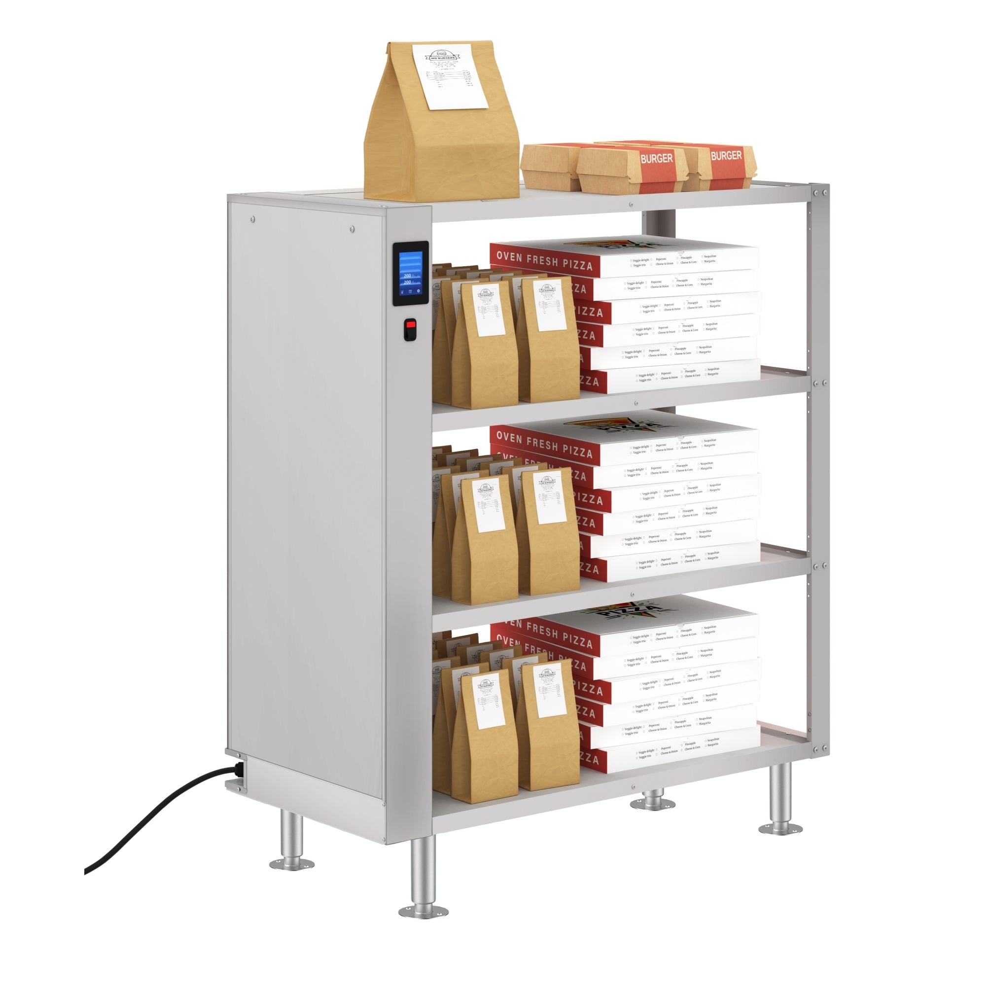Four-Shelve Commercial Take Out Warmer Cabinet with Touch Screen in Stainless-Steel, UL and NSF Listed