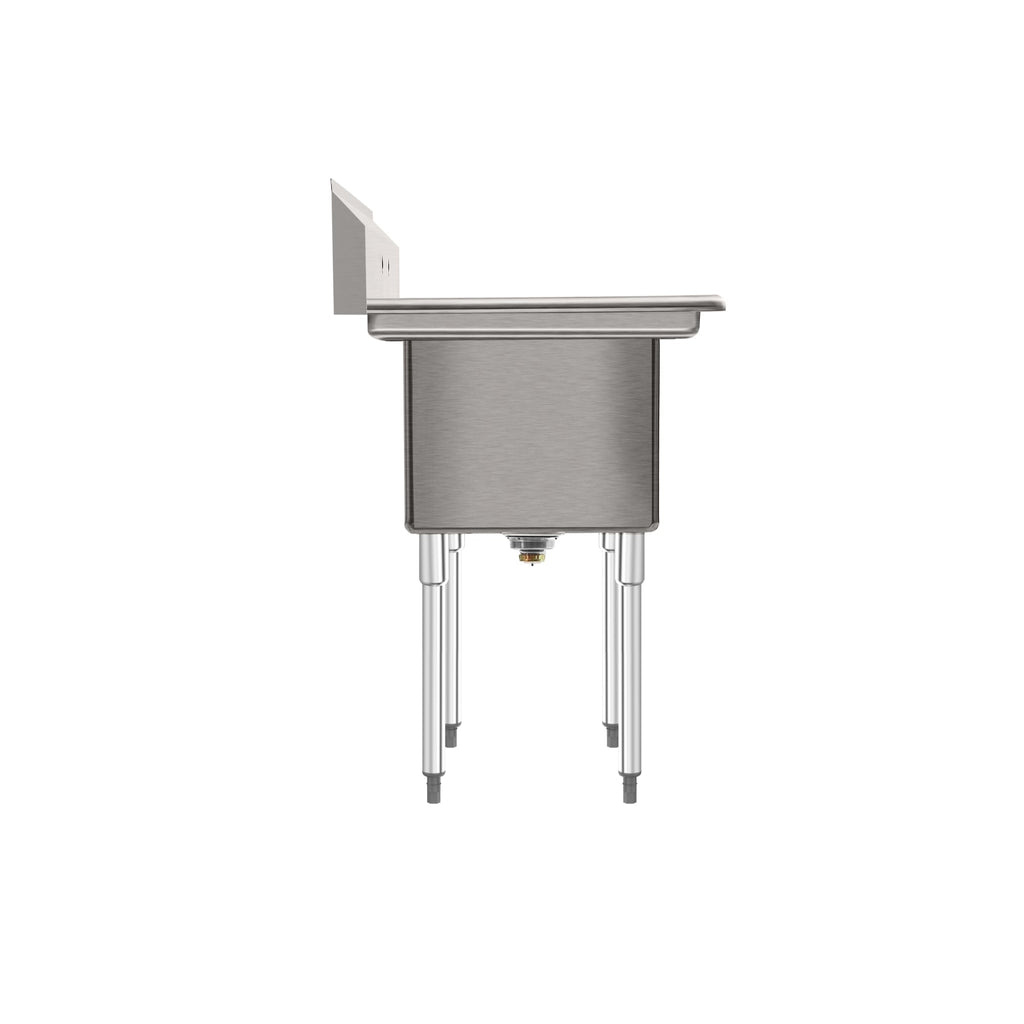 72 in. 16-Gauge Commercial Sink with Backsplash and Dual 18 in. Drainboards, Bowl Dimensions 18"x18"x14" in Stainless-Steel