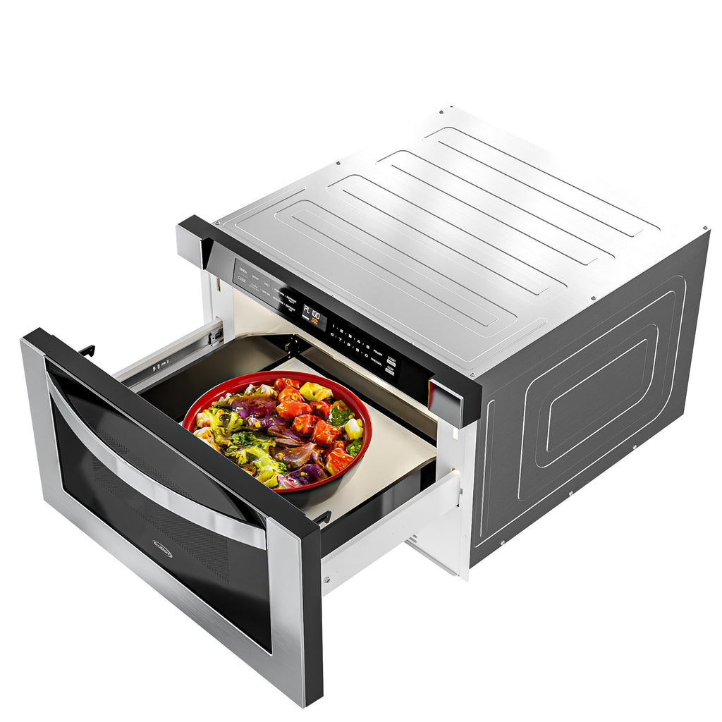 24 in. Stainless-Steel Microwave Drawer, Wall-Mounted with Flat Bottom,1.2 Cu. Ft.
