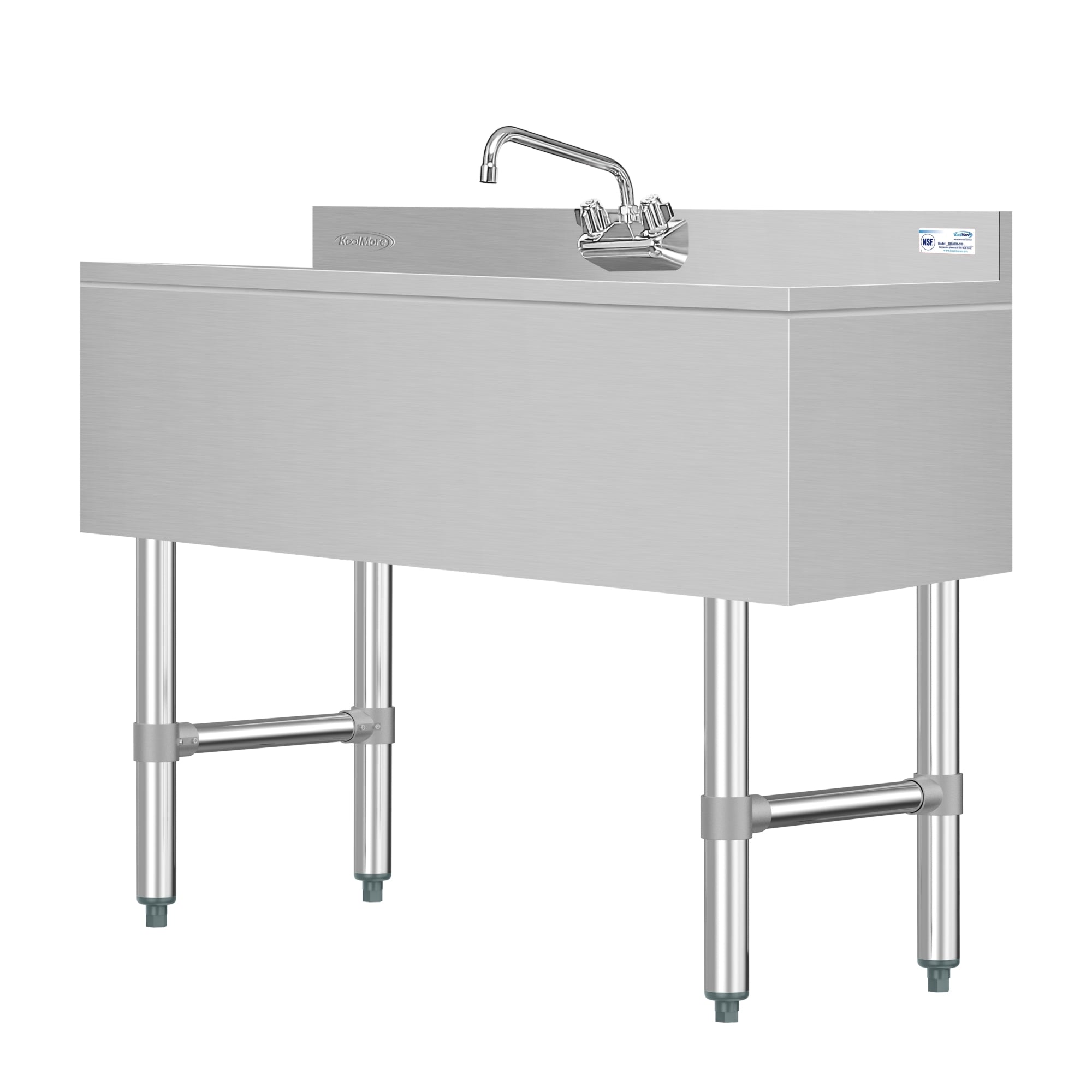 38 in. Three-Compartment Commercial Bar Sink with 3 in. Backsplash and Low Lead Faucet, NSF Certified in Stainless Steel