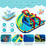 Costway Inflatable Double Water Slide Park Obstacle Course 680W Blower 18130534 New