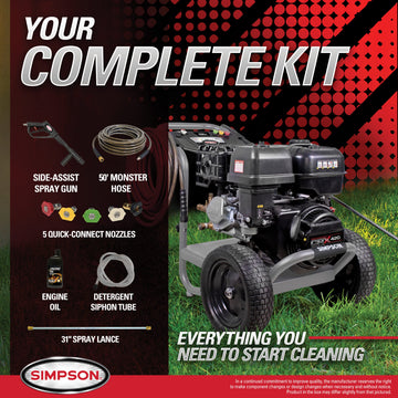 Simpson PS61350 Gas Pressure Washer 4400 PSI 4 GPM CRX 420 Engine Electric Start New
