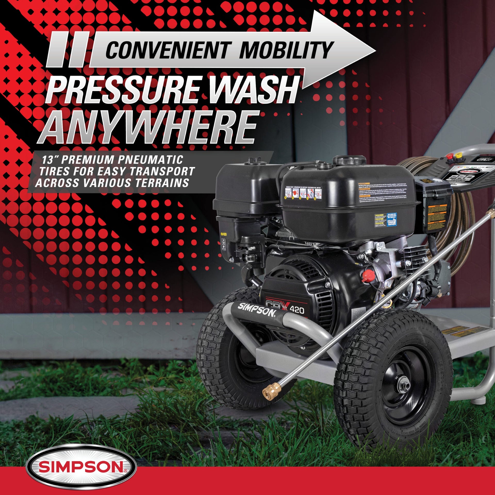 Simpson PS61350 Gas Pressure Washer 4400 PSI 4 GPM CRX 420 Engine Electric Start New