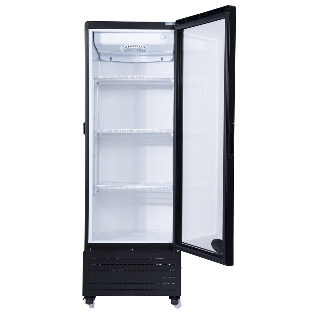 21 in. One Glass Door Commercial Display Merchandiser Refrigerator Cooler in Black, ETL Listed, 8 cu. ft.
