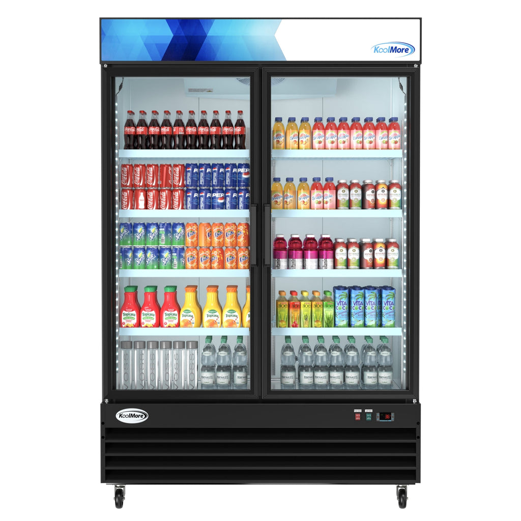 53 in. Commercial Merchandiser Refrigerator with Two Swinging Glass Doors,45 cu. ft. and LED Lighting in Black