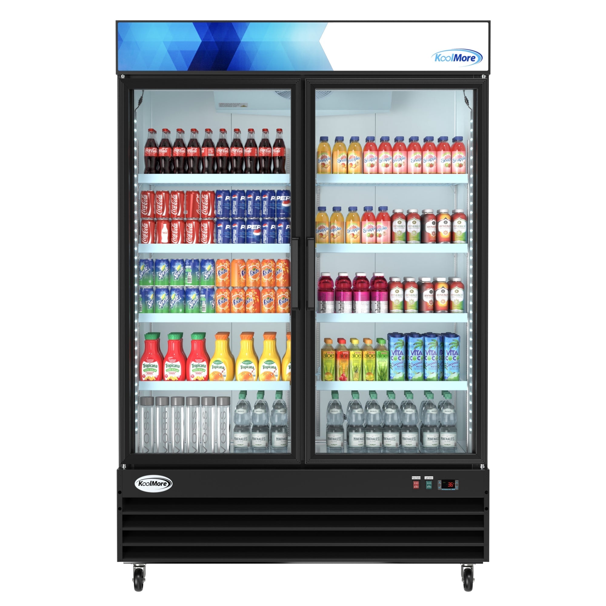53 in. Commercial Merchandiser Refrigerator with Two Swinging Glass Doors,45 cu. ft. and LED Lighting in Black