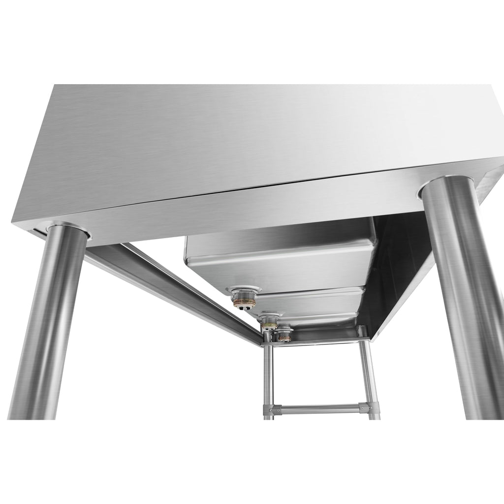 48 in. Three-Compartment Commercial Under-Bar Sink with 3 in. Backsplash, Right Drainboard and Low Lead Faucet, NSF Certified in Stainless Steel