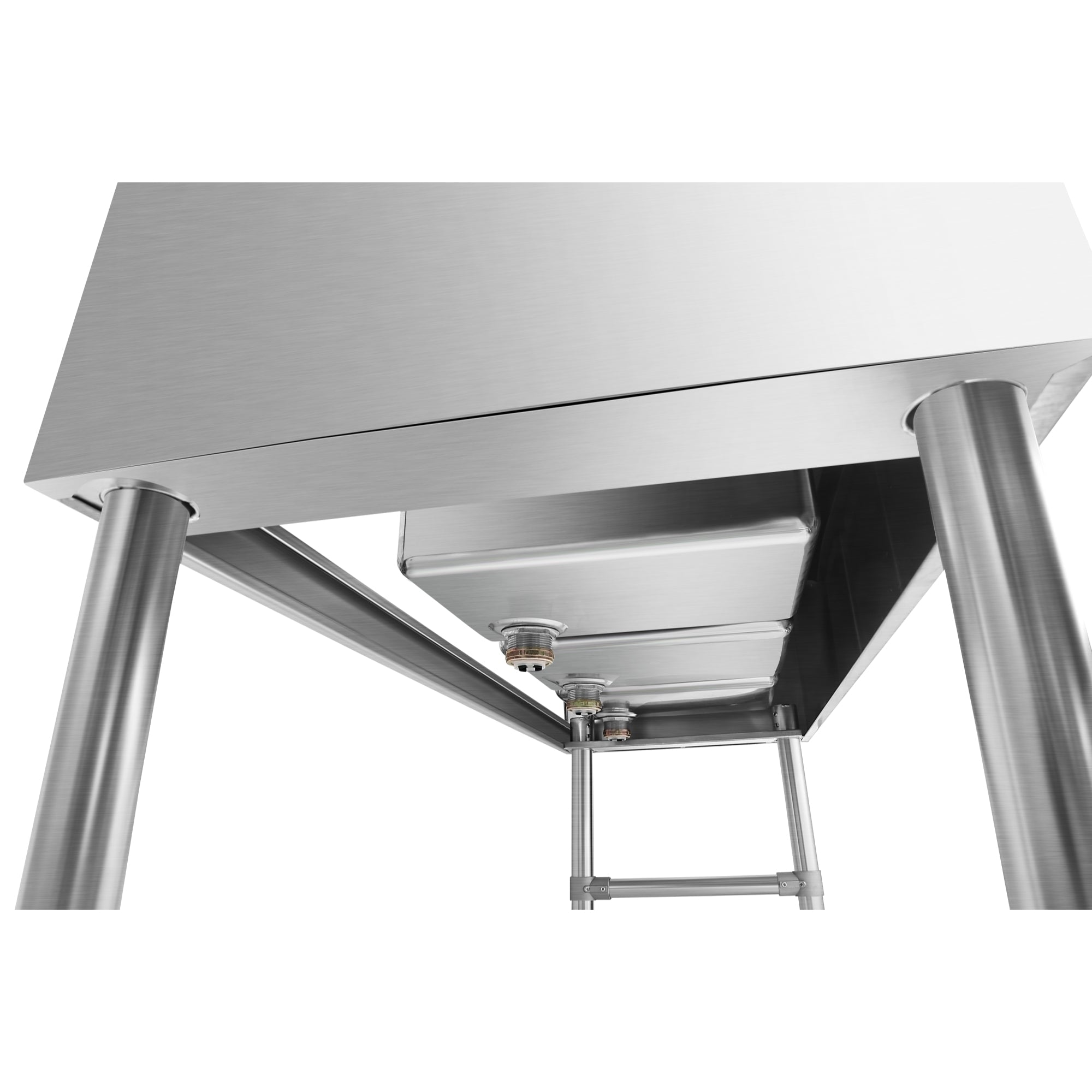 48 in. Three-Compartment Commercial Under-Bar Sink with 3 in. Backsplash, Right Drainboard and Low Lead Faucet, NSF Certified in Stainless Steel