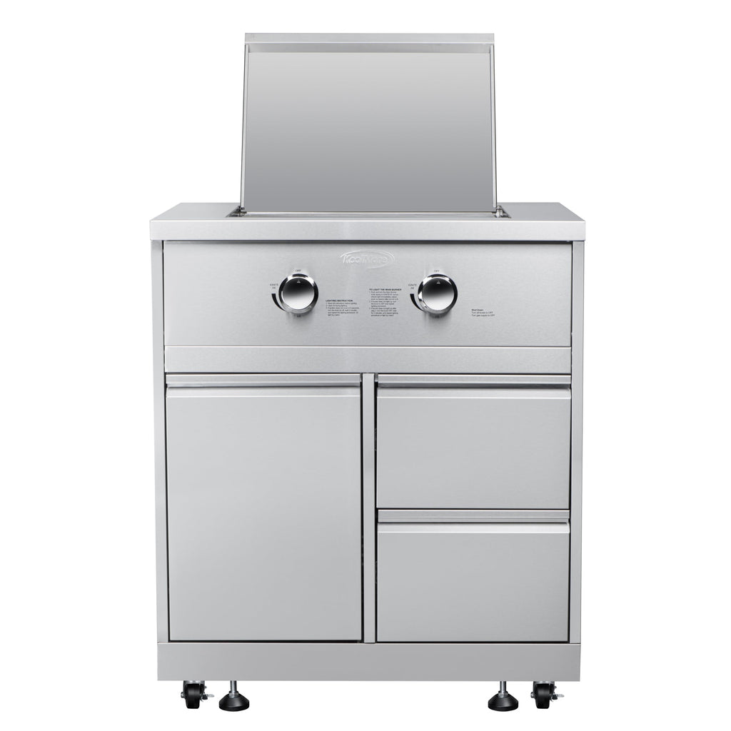 32 in. Outdoor Kitchen Liquid Propane Side Burner with Bottom Cabinet in Stainless-Steel (KM-OKS-SBC)