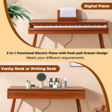 Costway 88-Key Graded Hammer Action Weighted Digital Piano Keyboard with Push-Pull Drawer 13722140 New