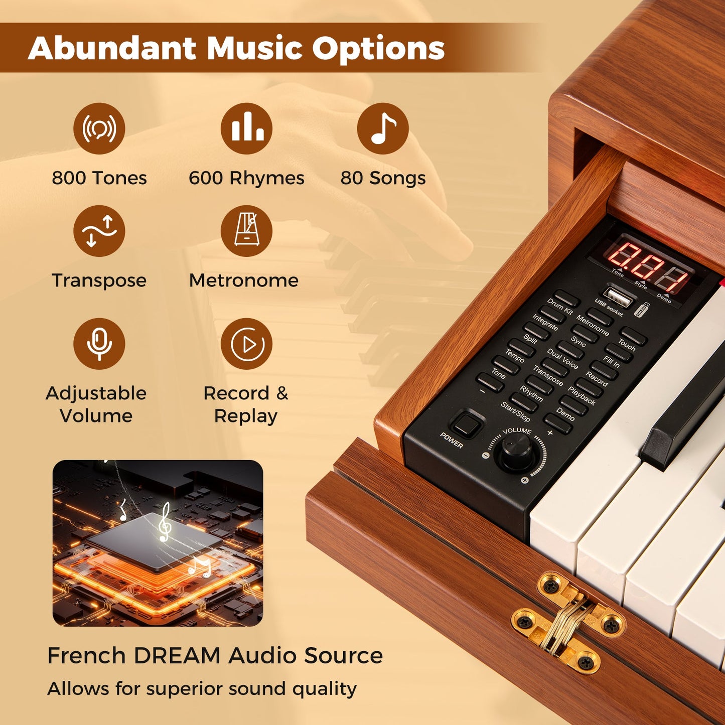 Costway 88-Key Graded Hammer Action Weighted Digital Piano Keyboard with Push-Pull Drawer 13722140 New