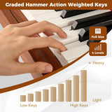 Costway 88-Key Graded Hammer Action Weighted Digital Piano Keyboard with Push-Pull Drawer 13722140 New