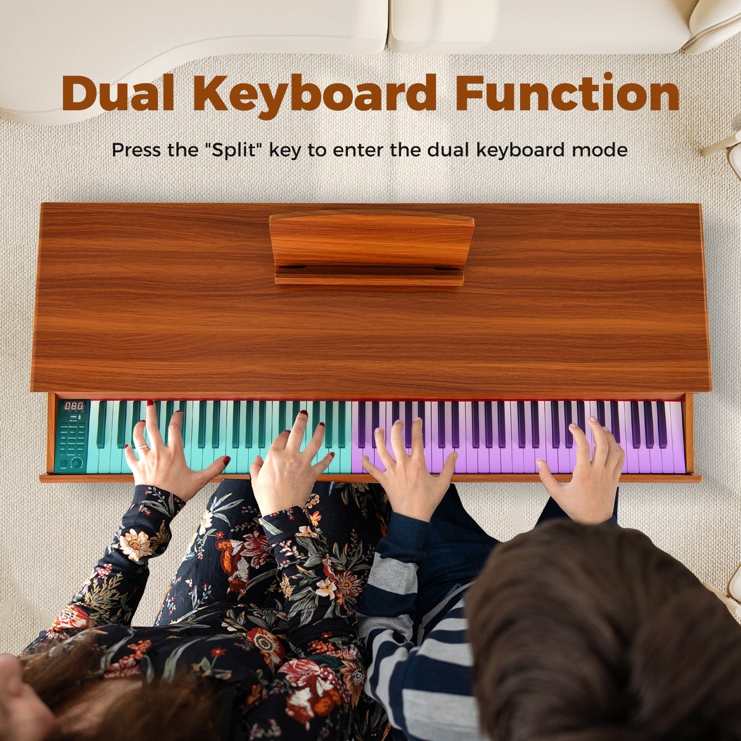Costway 88-Key Graded Hammer Action Weighted Digital Piano Keyboard with Push-Pull Drawer 13722140 New