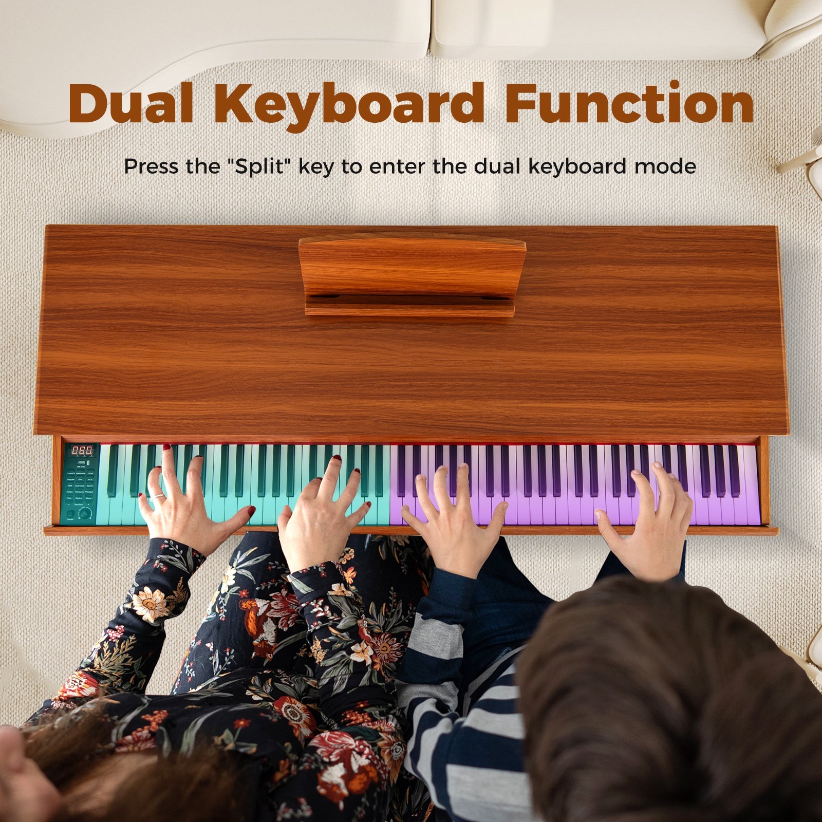 Costway 88-Key Graded Hammer Action Weighted Digital Piano Keyboard with Push-Pull Drawer 13722140 New