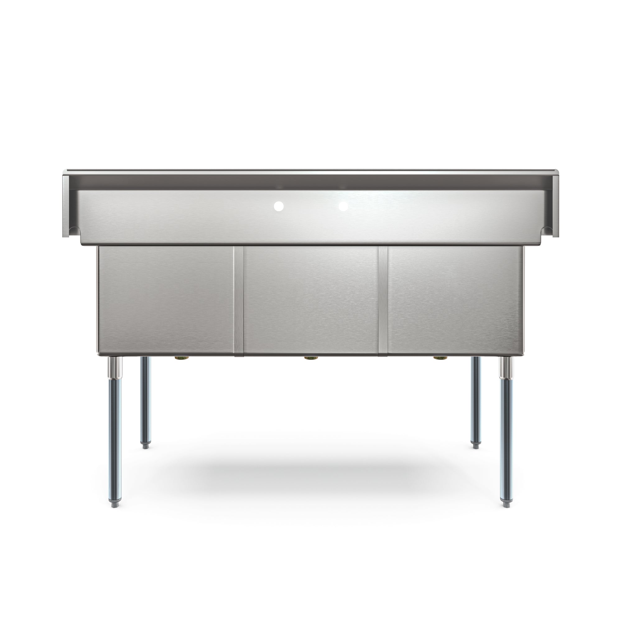 60 in. Three Compartment Commercial Sink, Bowl Size 18x24x14 in 18-Gauge Stainless-Steel