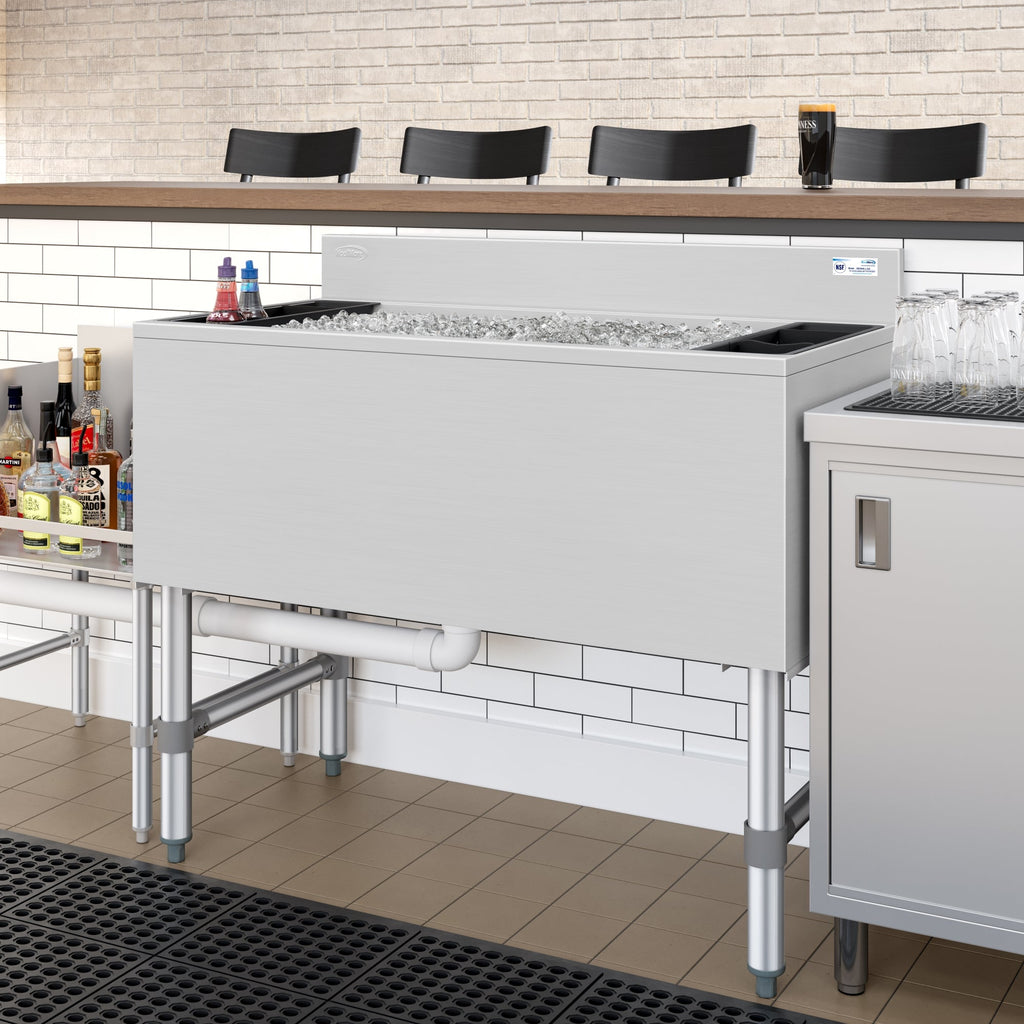 36 in. Commercial Underbar Ice Bin with Siding Lid in Stainless Steel