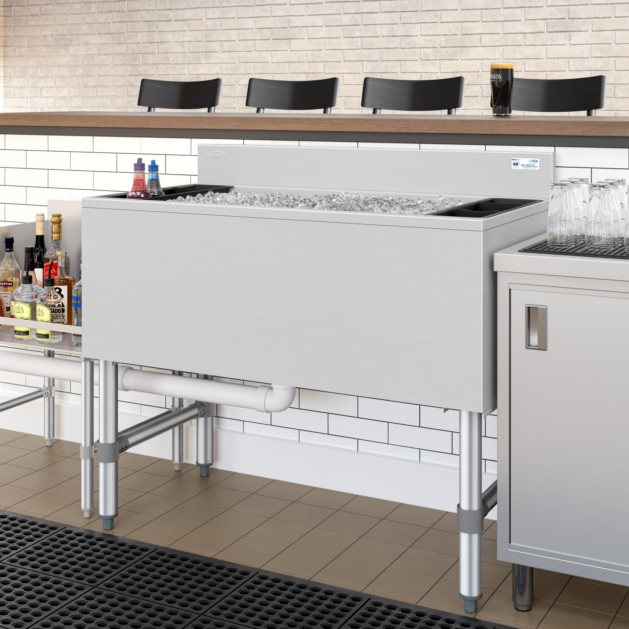 36 in. Commercial Underbar Ice Bin with Siding Lid in Stainless Steel
