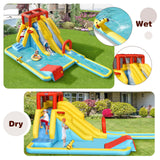 Costway Inflatable Dual Slide Water Park Climbing Bouncer w/ 735W Air Blower 25048361 New