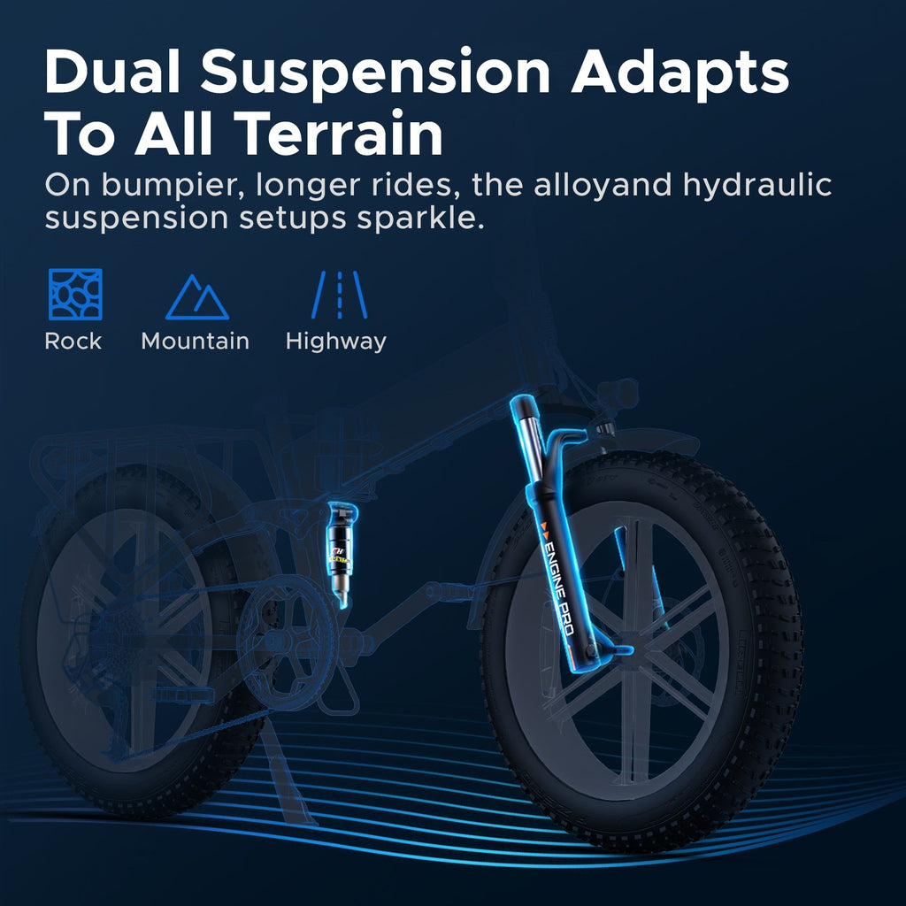 ENGWE - ENGINE PRO, Full Suspension Foldable E-bike 750W 28MPH