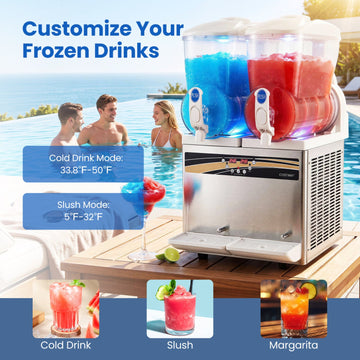 Costway 8 Gal Commercial Slushie Machine LED Lights 71694339 New