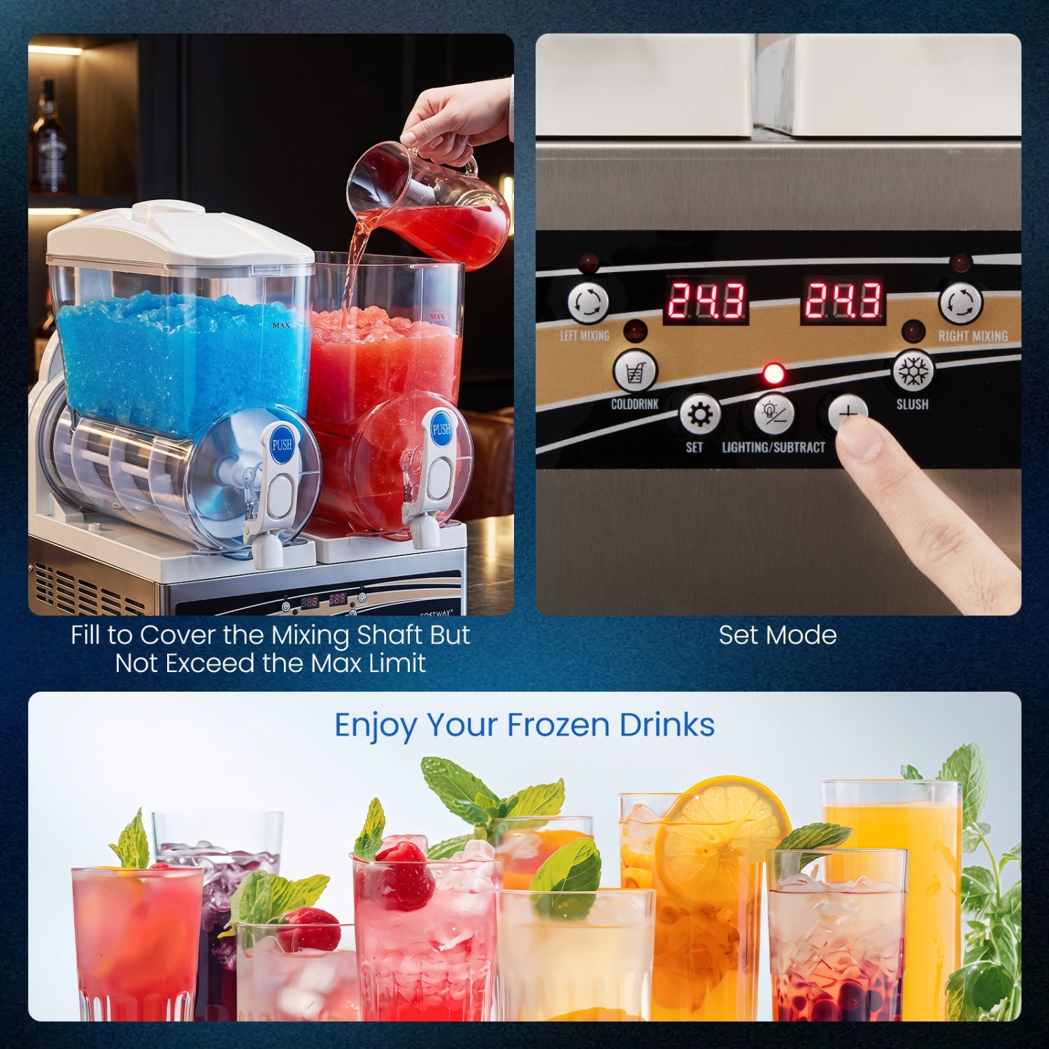 Costway 8 Gal Commercial Slushie Machine LED Lights 71694339 New