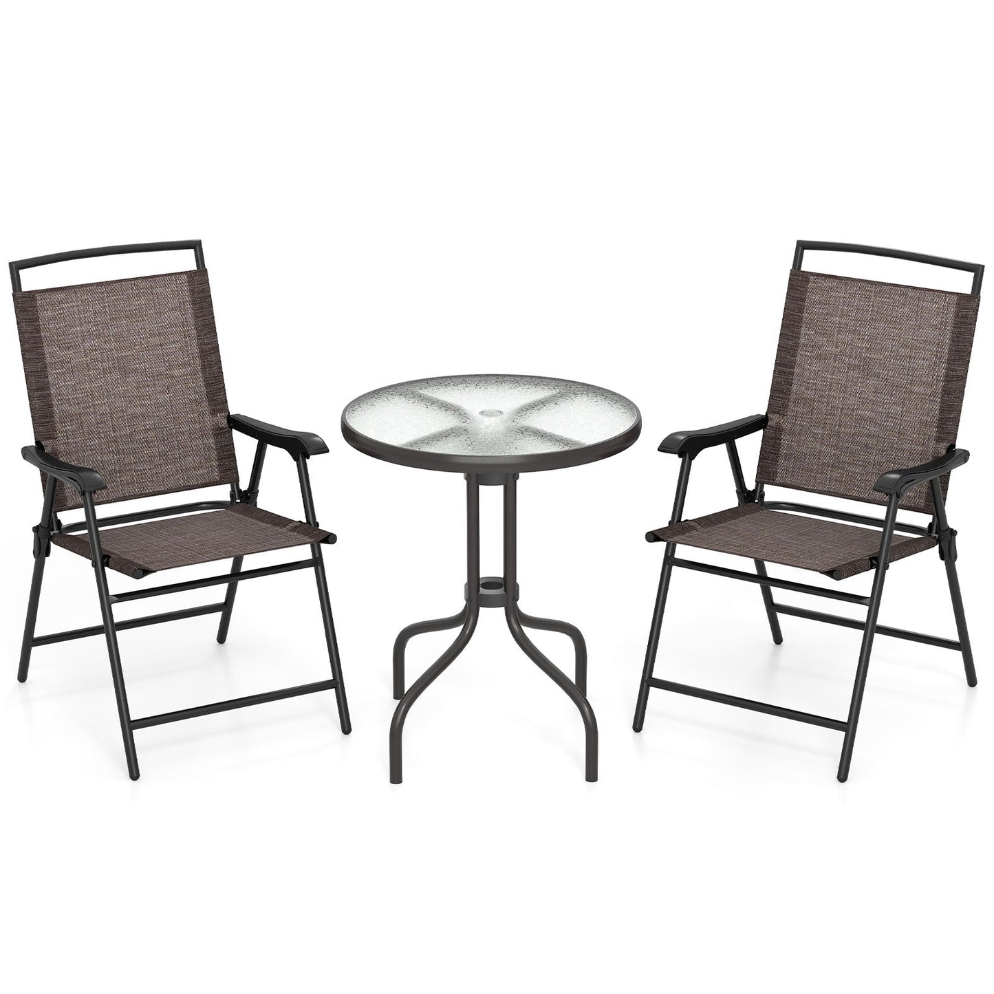 Costway 8-Pc Outdoor Patio Furniture Set w/ Solar Umbrella Bistro Conversation Chaise Swing Chair Dining Set 89874945 New