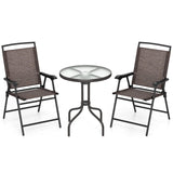 Costway 8-Pc Outdoor Patio Furniture Set w/ Solar Umbrella Bistro Conversation Chaise Swing Chair Dining Set 89874945 New