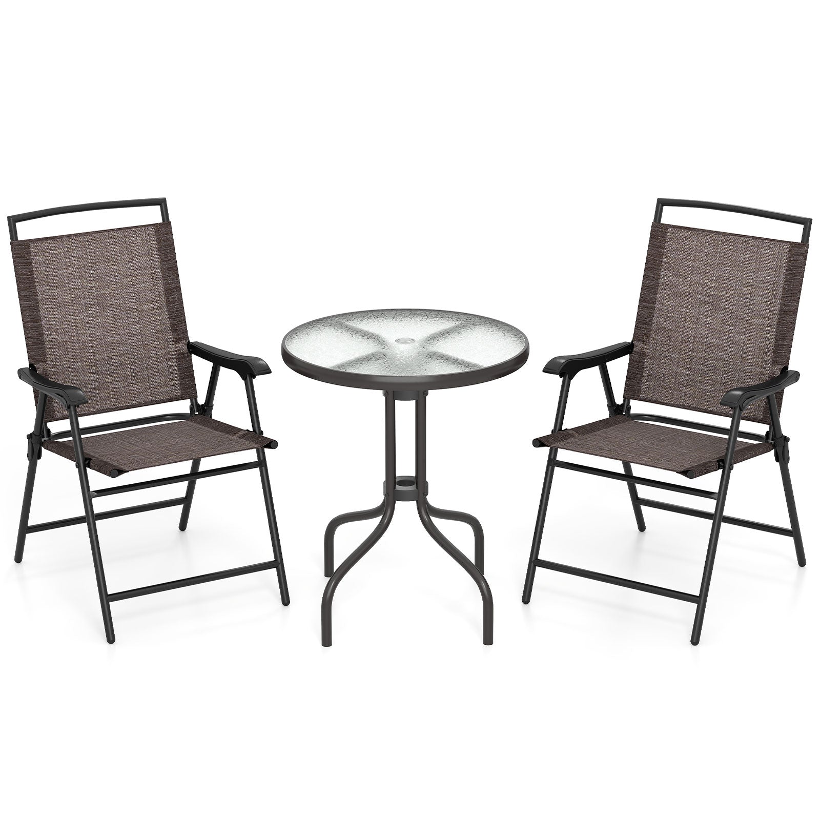 Costway 8-Pc Outdoor Patio Furniture Set w/ Solar Umbrella Bistro Conversation Chaise Swing Chair Dining Set 89874945 New