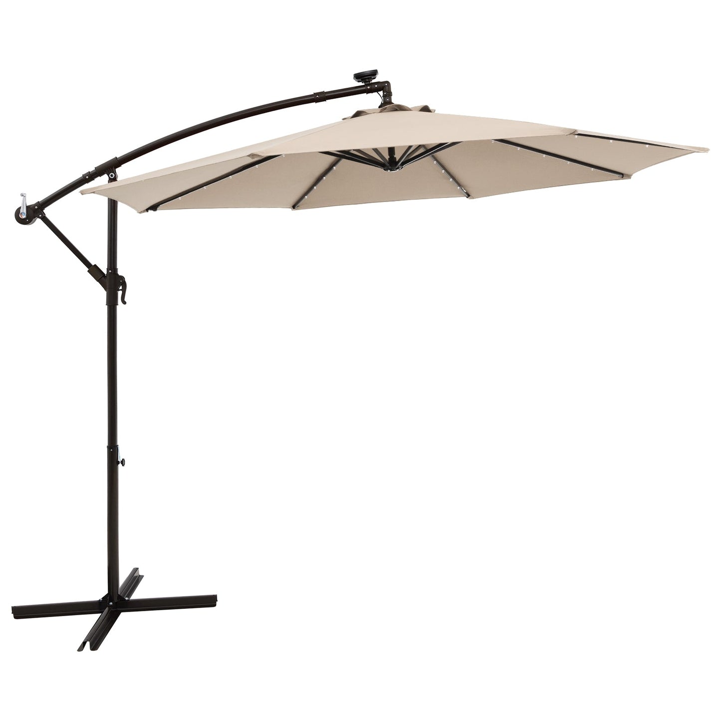 Costway 8-Pc Outdoor Patio Furniture Set w/ Solar Umbrella Bistro Conversation Chaise Swing Chair Dining Set 89874945 New