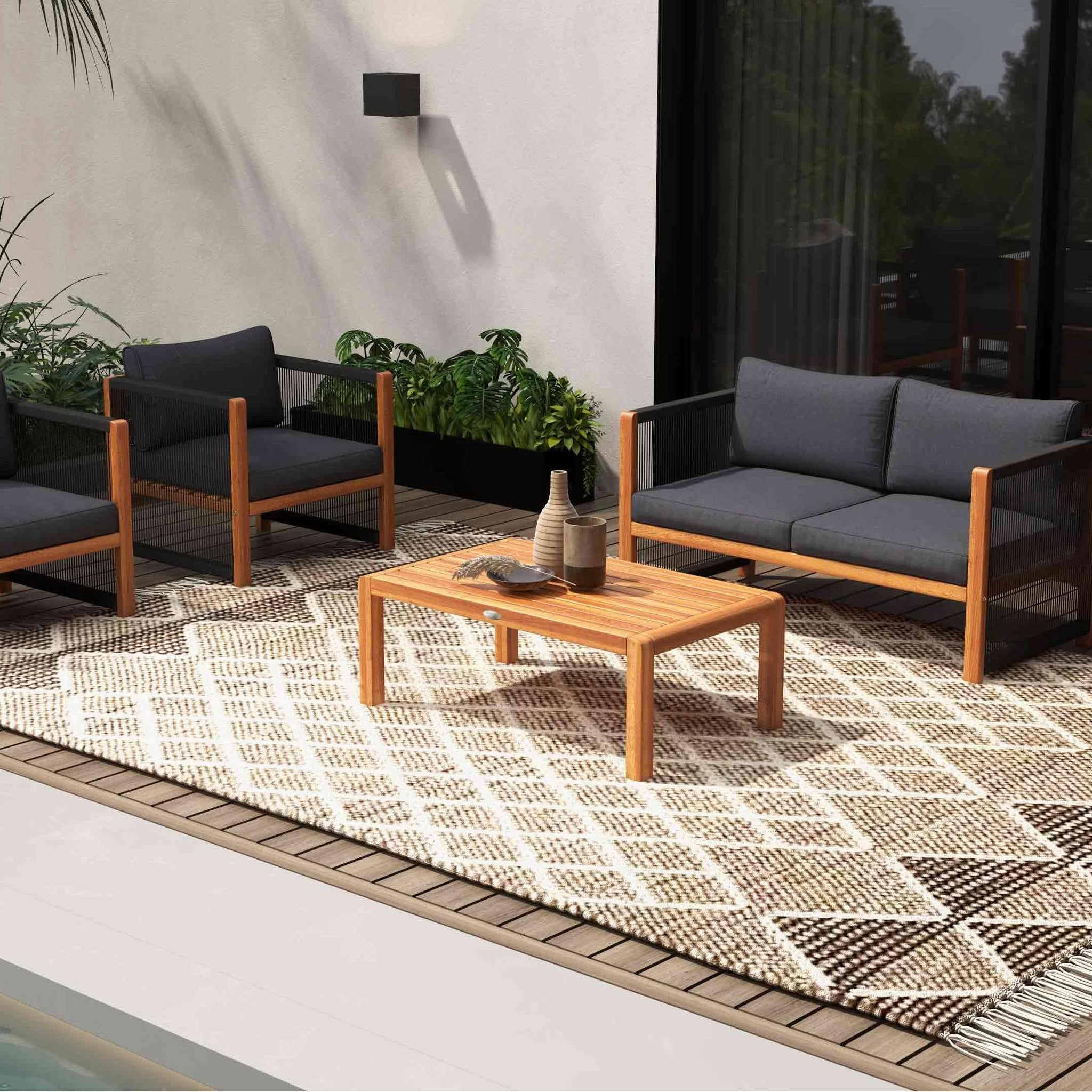 Costway 8-Pc Outdoor Patio Furniture Set w/ Solar Umbrella Bistro Conversation Chaise Swing Chair Dining Set 89874945 New