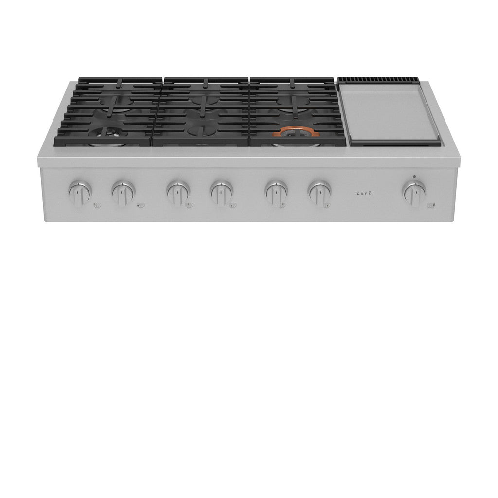 CAFÉ™ 48" Commercial-Style Gas Rangetop with 6 Burners and Integrated Griddle (Natural Gas)
