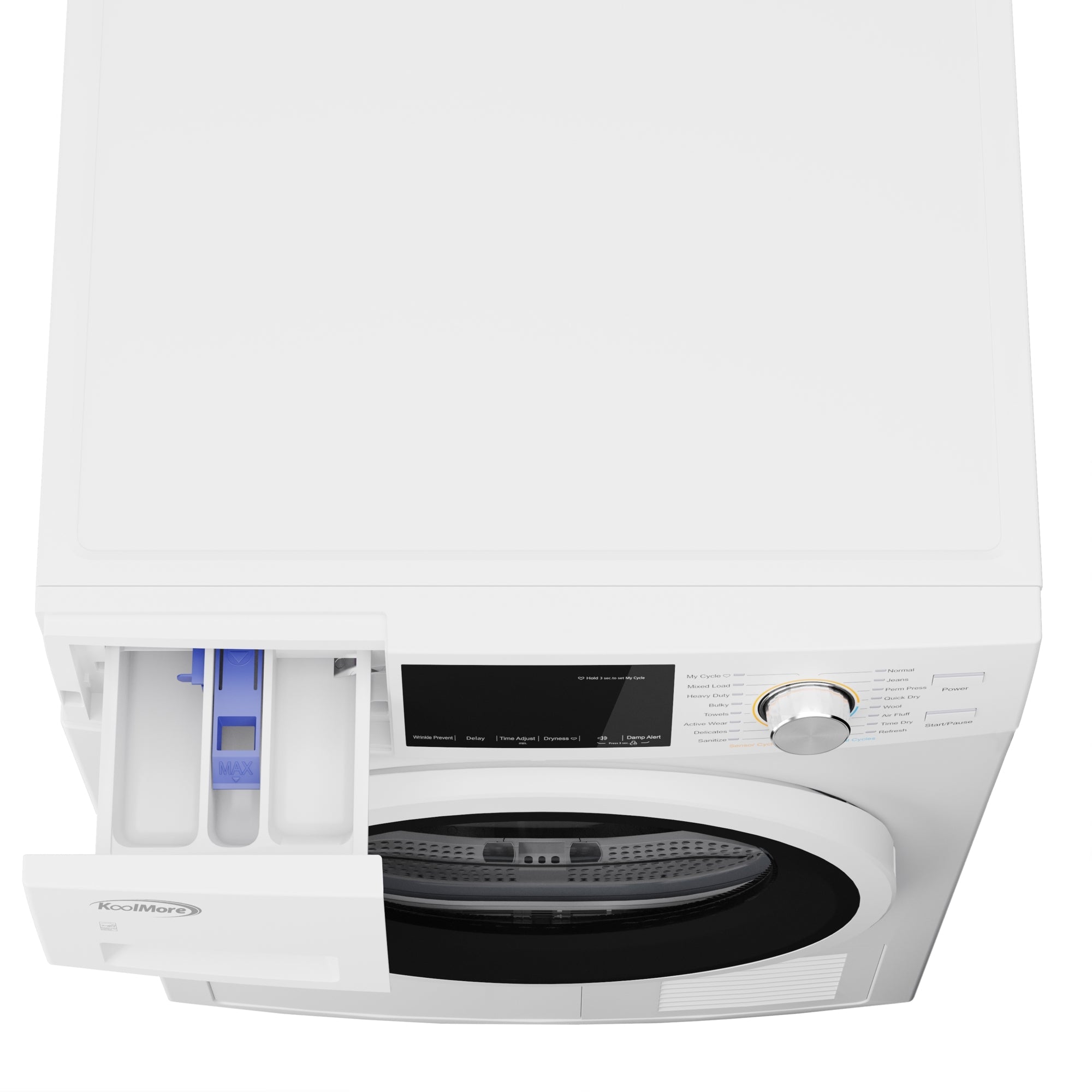 4.4 cu. ft. Large Capacity Stackable Ventless Front Load Dryer in White, 240V.