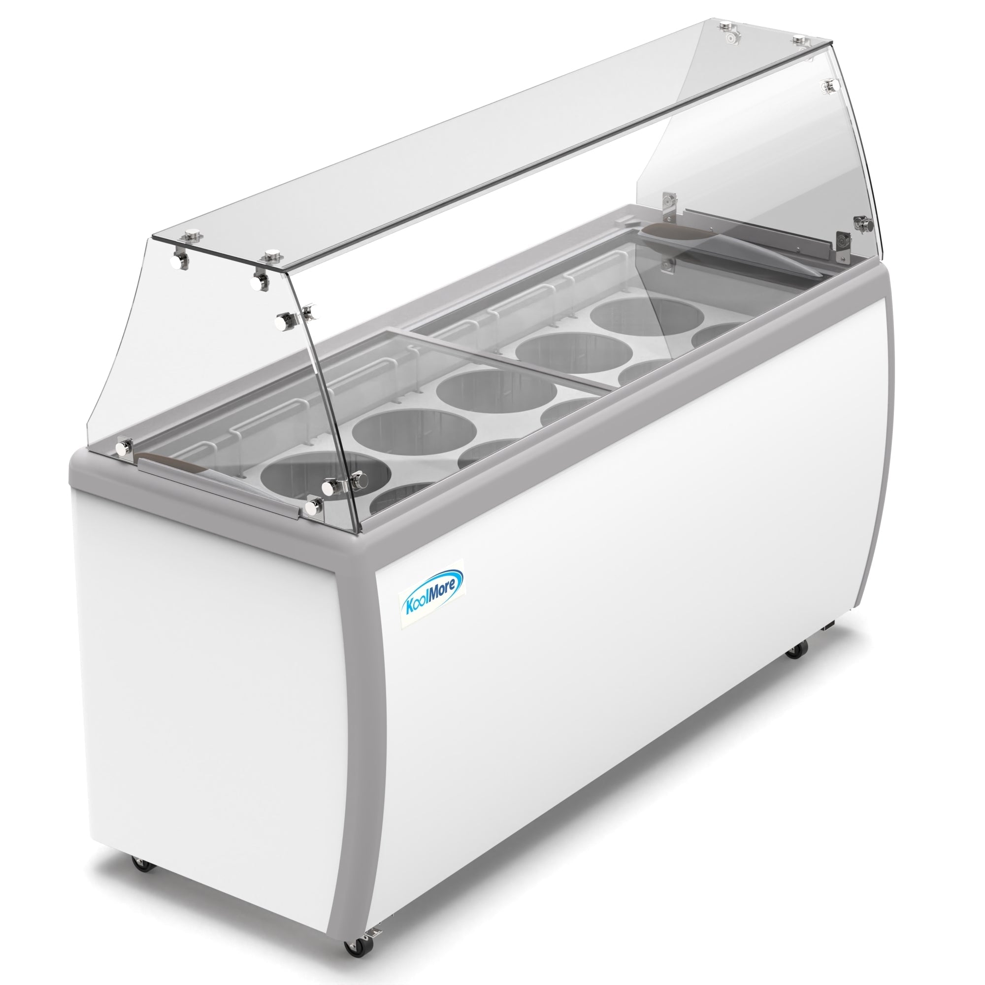 70 in. 12 Tub Ice Cream Dipping Cabinet Display Freezer with Sliding Glass Door and Sneeze Guard, 20 cu. ft.