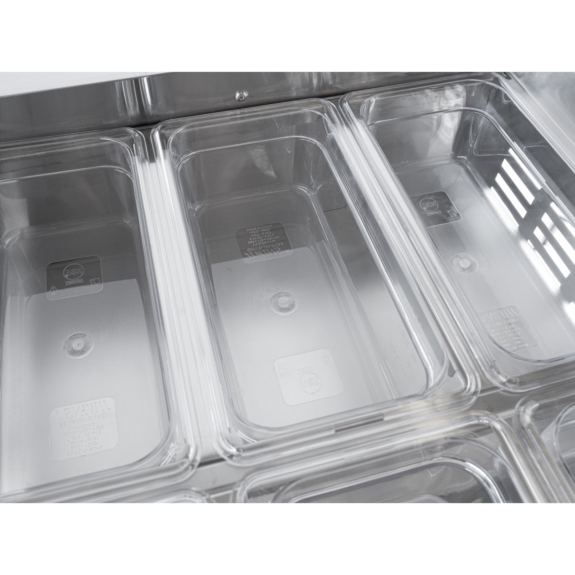 72 in. Commercial Refrigerated Prep Station with Sneeze Guard and Buffet Slide, 15-Pan (Not Included) Capacity and Three Adjustable Shelves in Stainless-Steel, ETL Listed