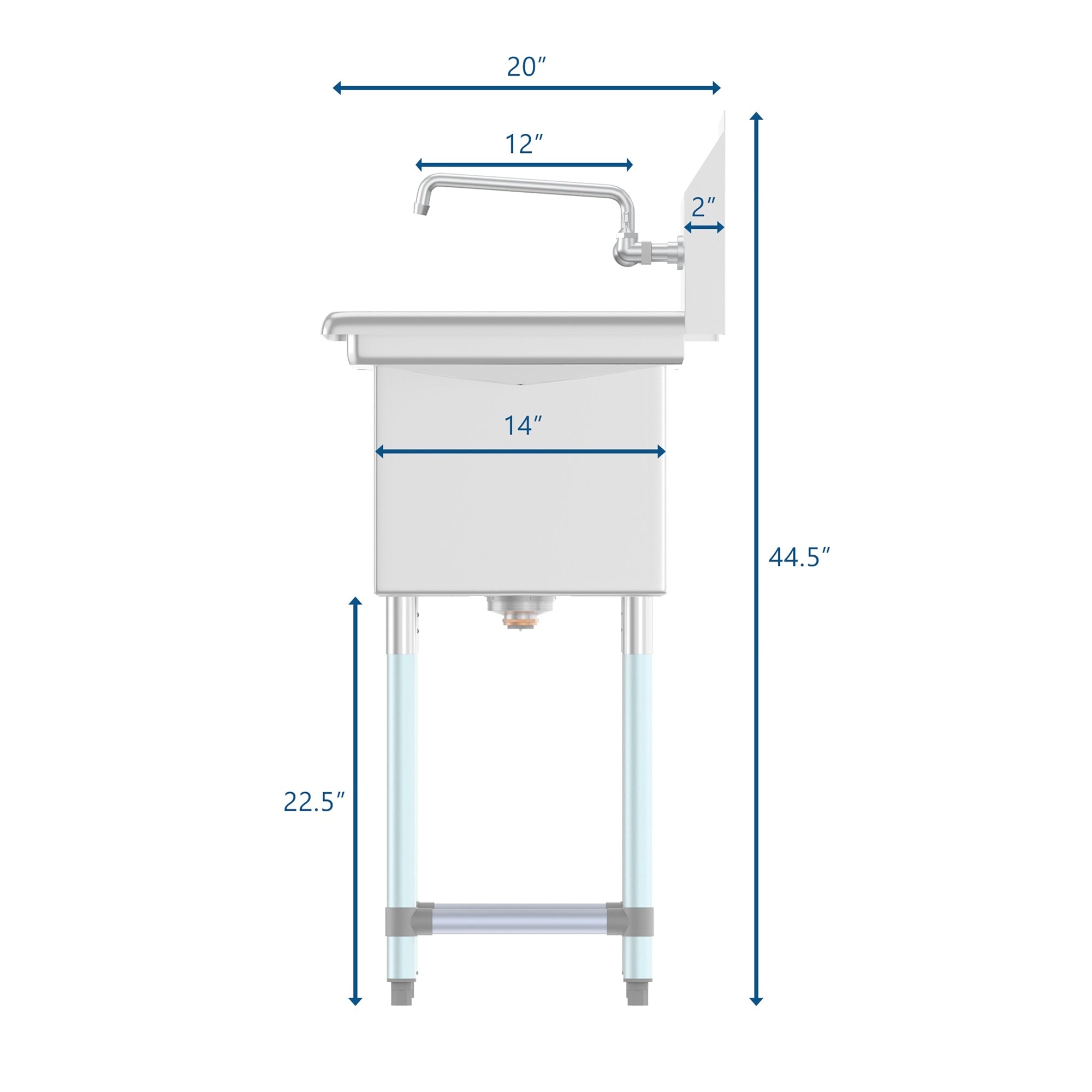 54 in. Three Compartment Stainless Steel Commercial Sink with Faucet and Drainboards, Bowl Size 10"x 10"x 14" SC101410-12B3FA .