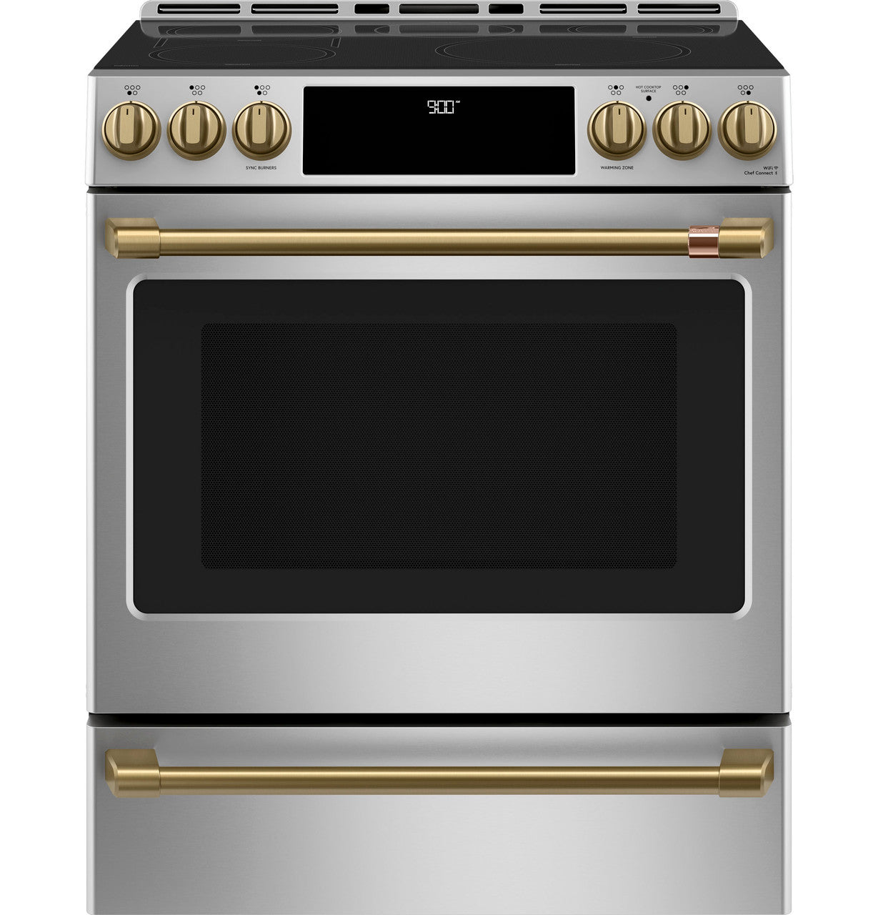 CAFÉ™ 30" Smart Slide-In, Front-Control, Induction and Convection Range with Warming Drawer