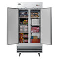 39 in. Commercial Stainless Steel 2-Door Reach-In Freezer, 30 cu. ft.