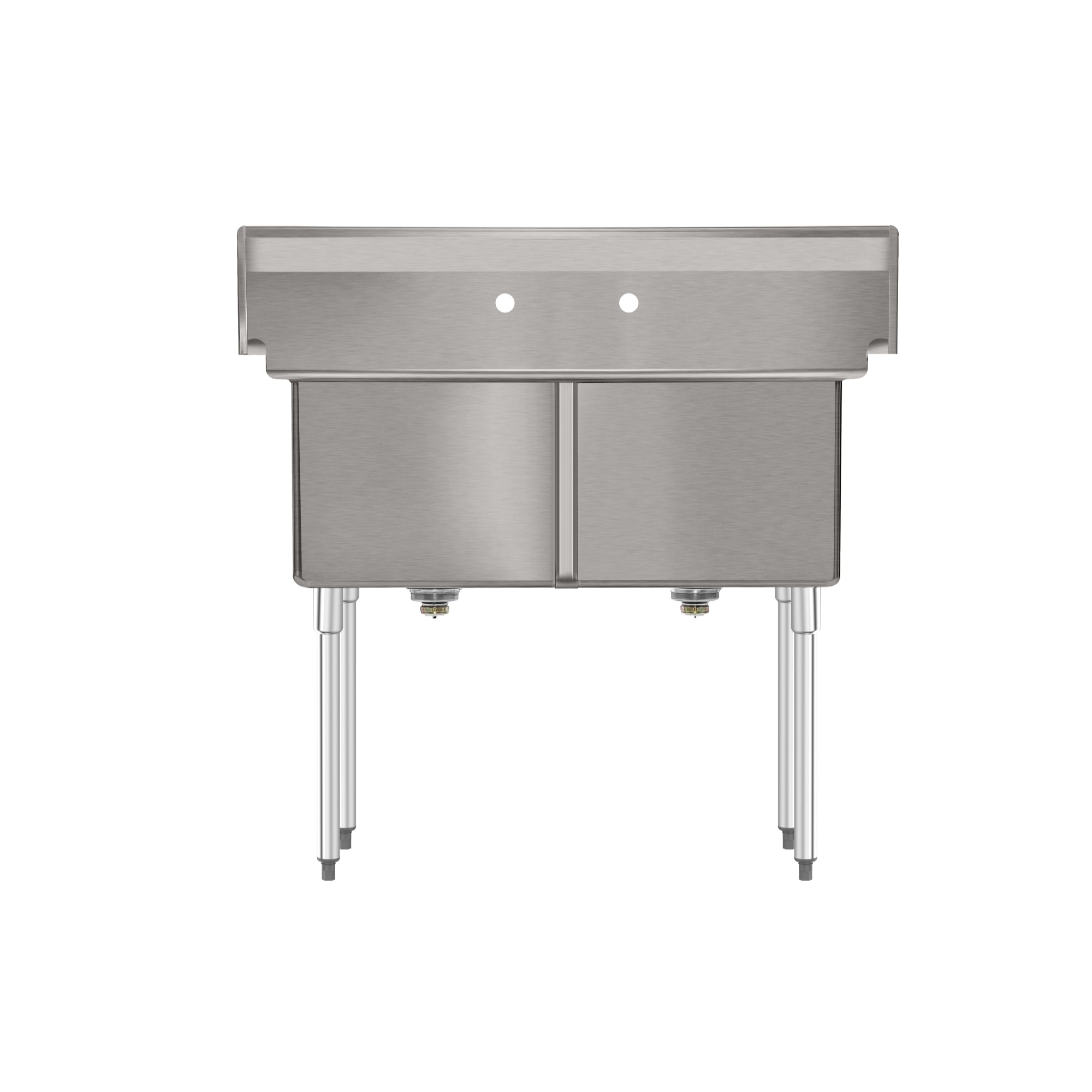 42 in. 16-Gauge 2-Compartment Commercial Sink with Backsplash, Bowl Dimensions 18"x18"x14" in Stainless-Steel
