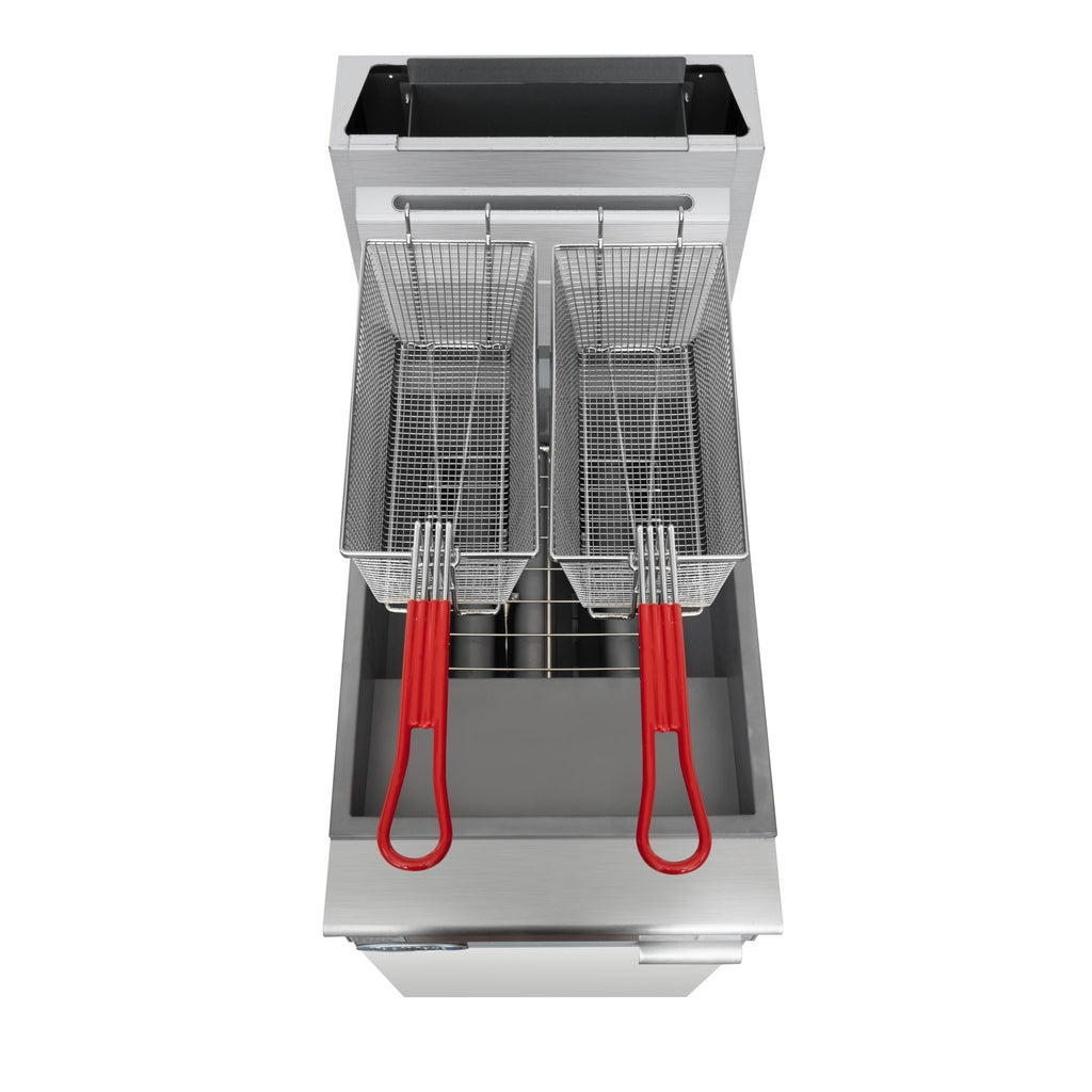 40 lb. Floor Standing Natural Gas Commercial Fryer with 90,000 BTU in Stainless-Steel, ETL Listed
