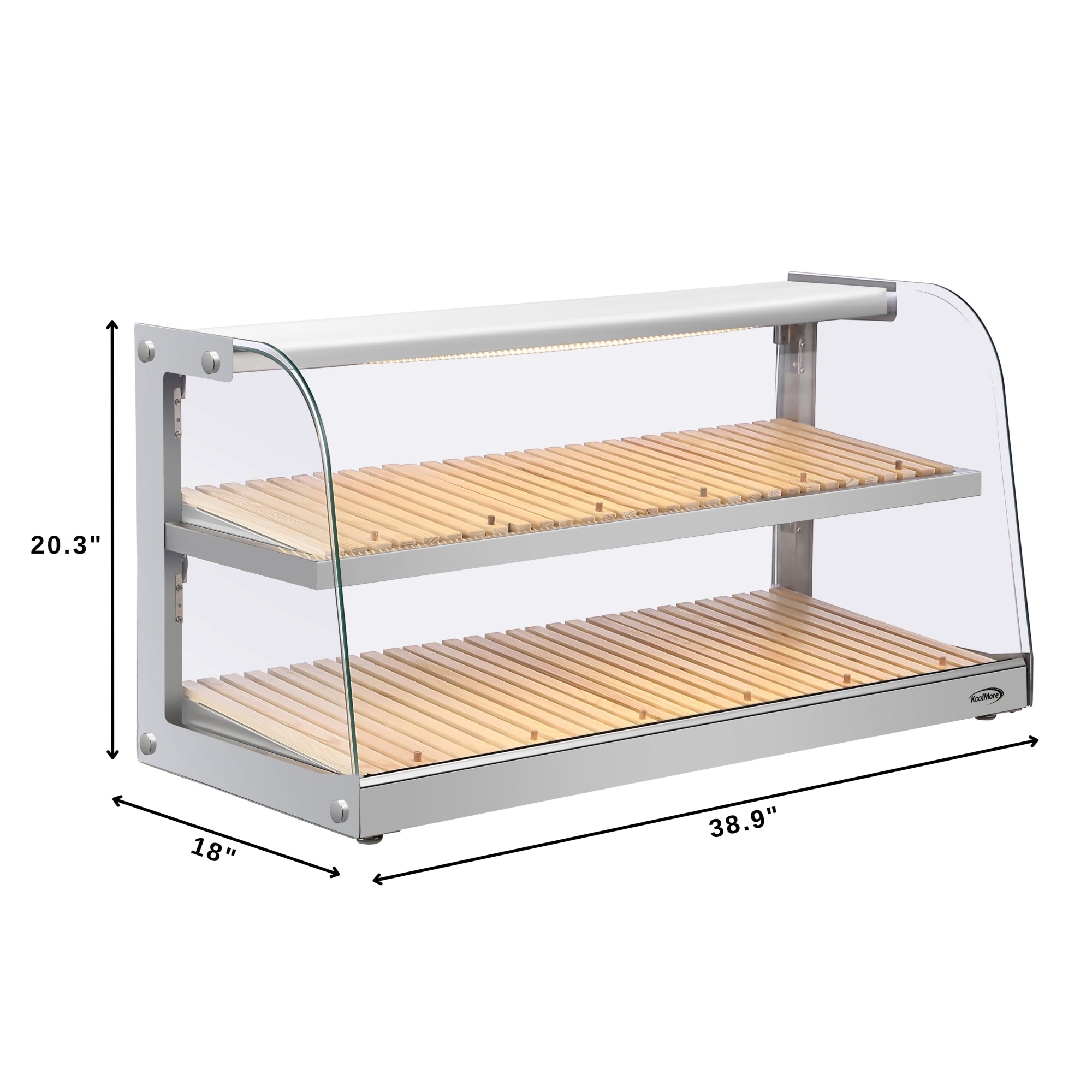 40 in. Glass Countertop Dry Bakery Display Case with Two Shelves and Bamboo Trays