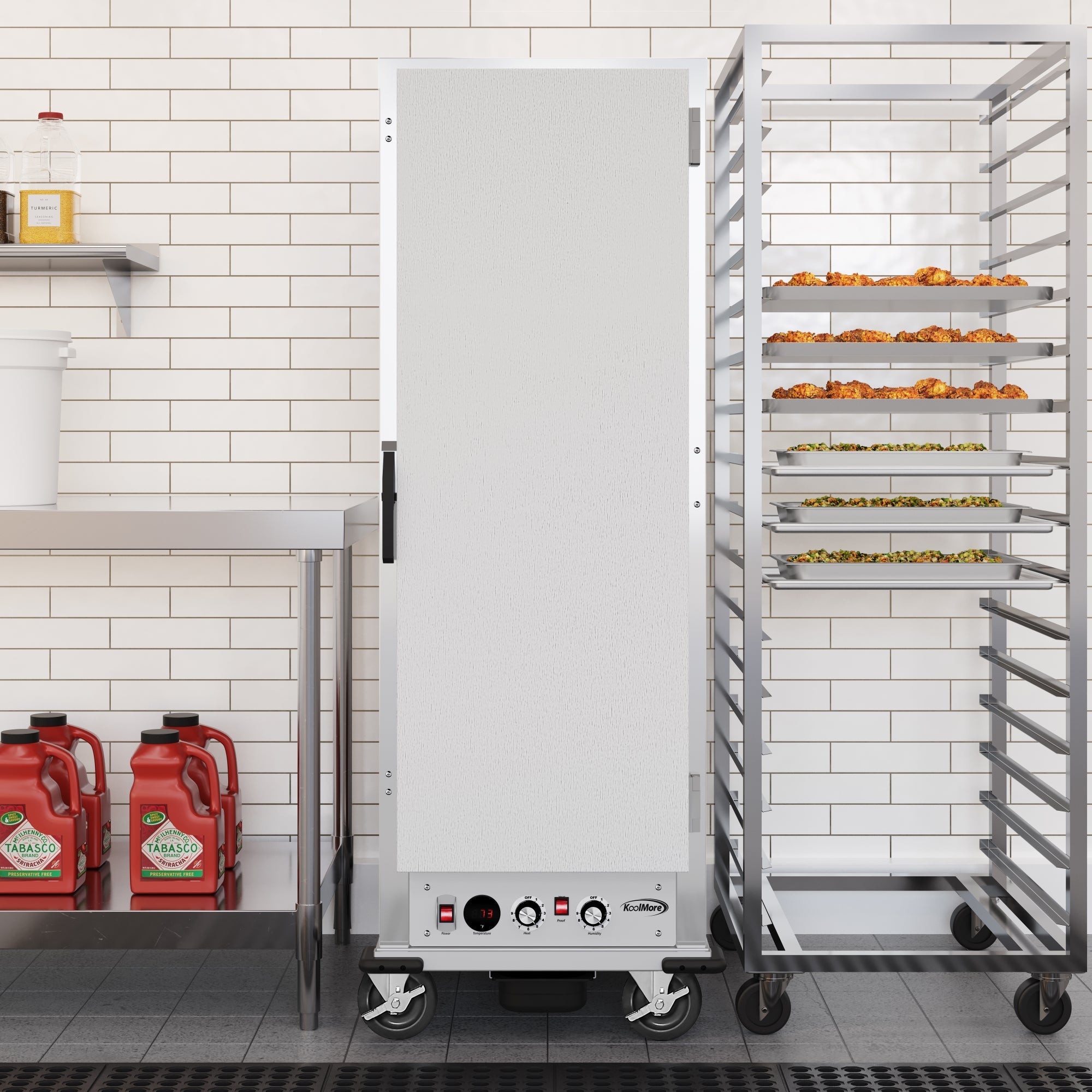 33 in. Commercial Insulated Heated Holding/Proofing Cabinet with Wire Racks and Solid Door in Silver
