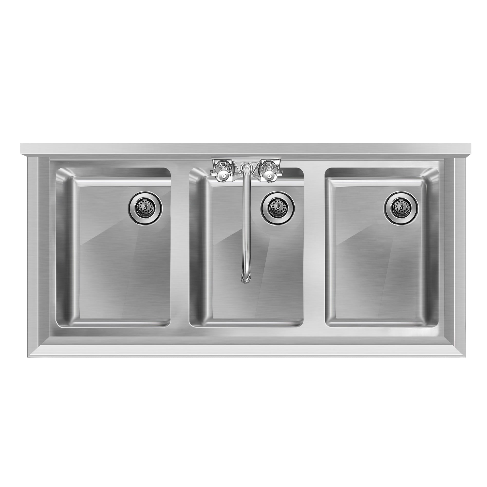 38 in. Three-Compartment Commercial Bar Sink with 3 in. Backsplash and Low Lead Faucet, NSF Certified in Stainless Steel