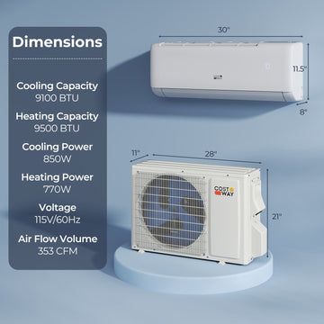 Costway 9100 BTU 20.5 SEER2 WiFi Mini Split AC Alexa 115V 361748952 New